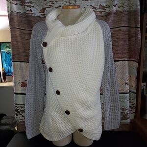 Cozy Asymmetrical Button Sweater